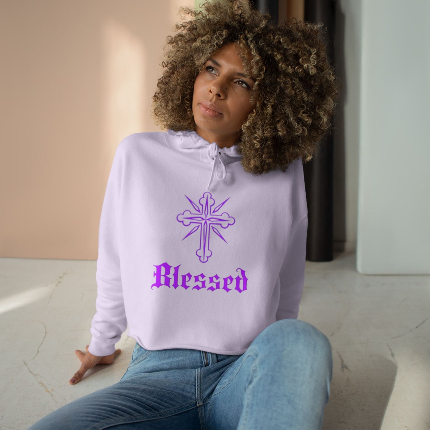 Cross / BLESSED Crop Hoodie
