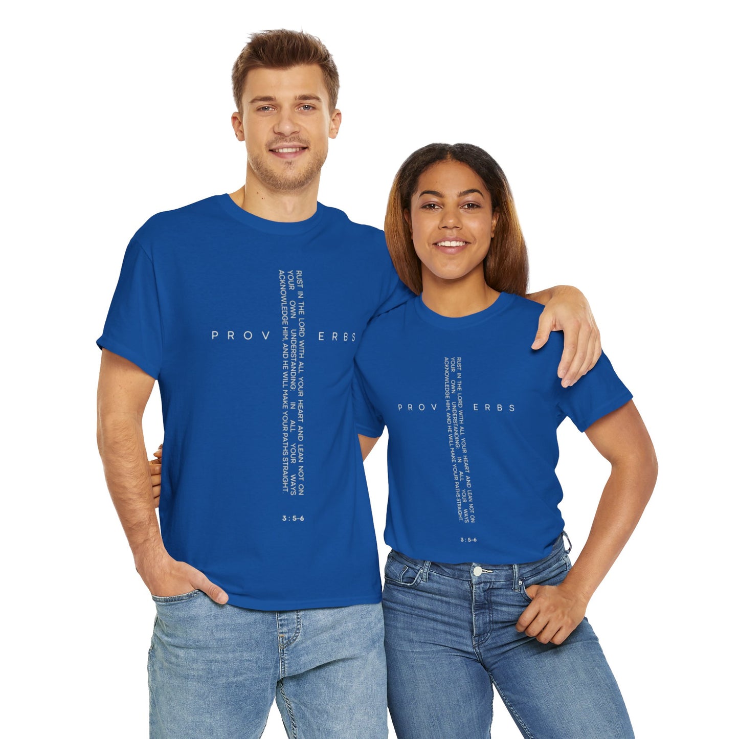Cross - Proverbs 3:5-6 Unisex Heavy Cotton Tee