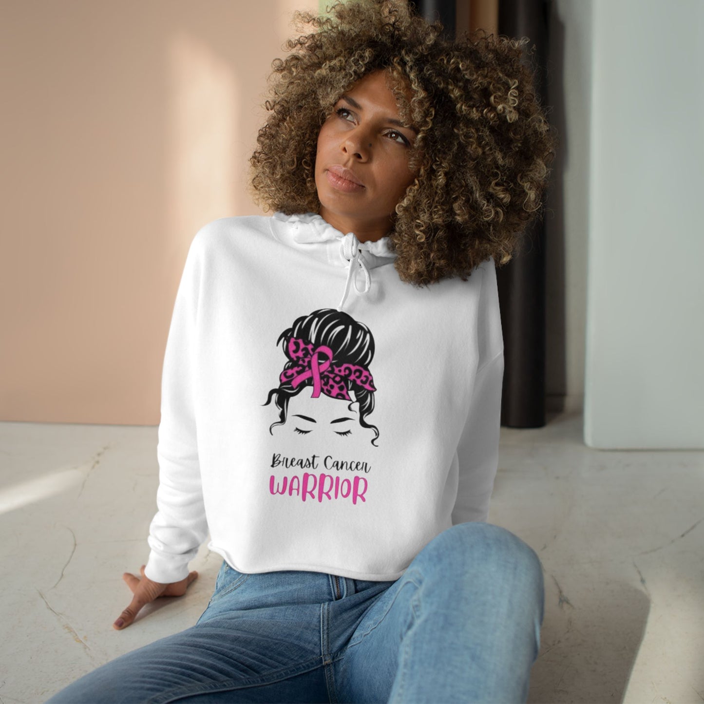 Breast Cancer Warrior Crop Hoodie