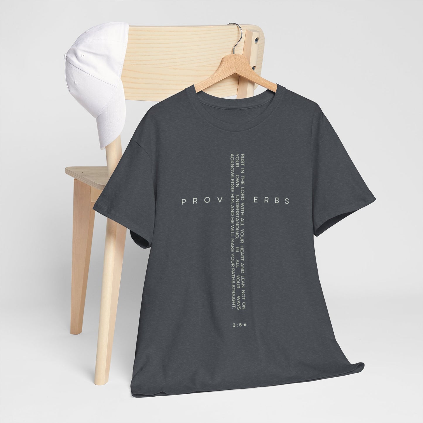 Cross - Proverbs 3:5-6 Unisex Heavy Cotton Tee