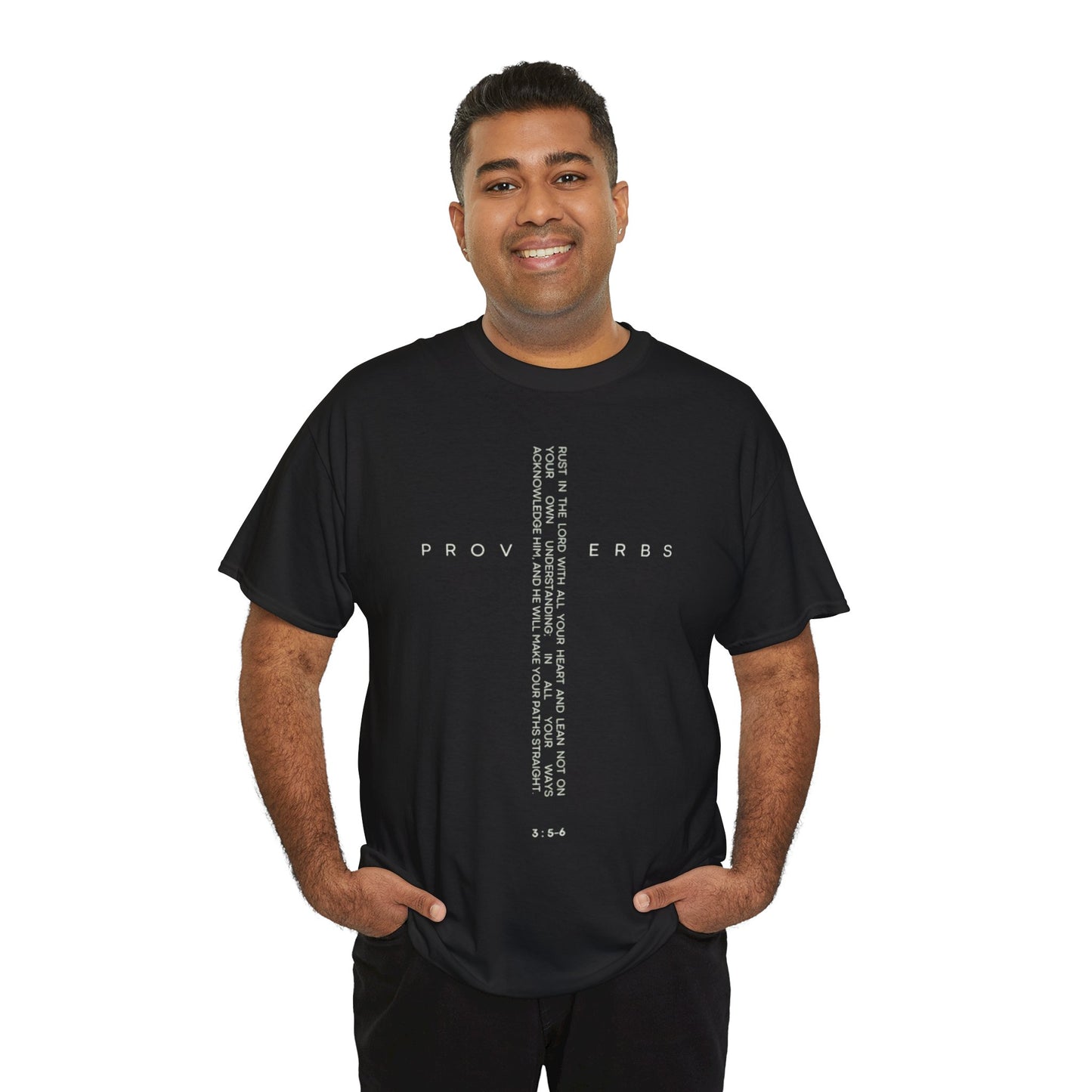 Cross - Proverbs 3:5-6 Unisex Heavy Cotton Tee