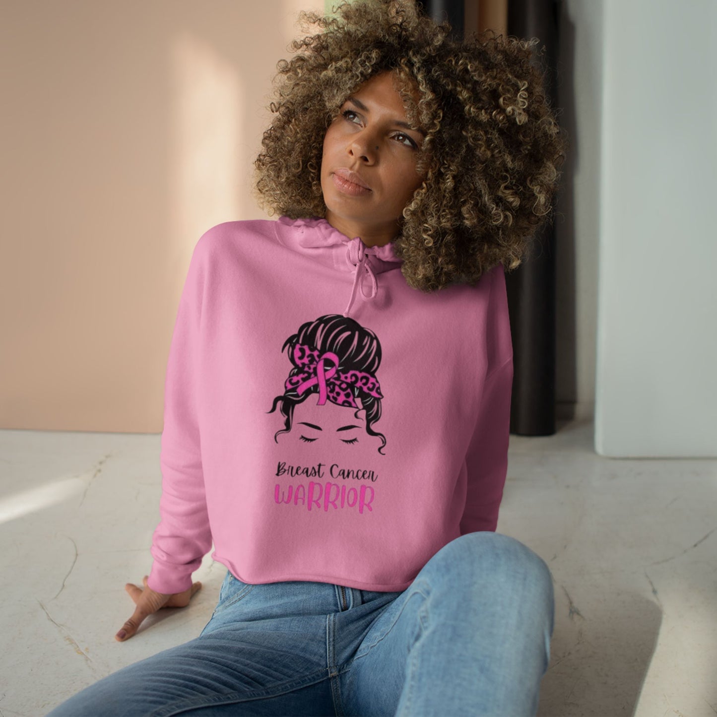 Breast Cancer Warrior Crop Hoodie