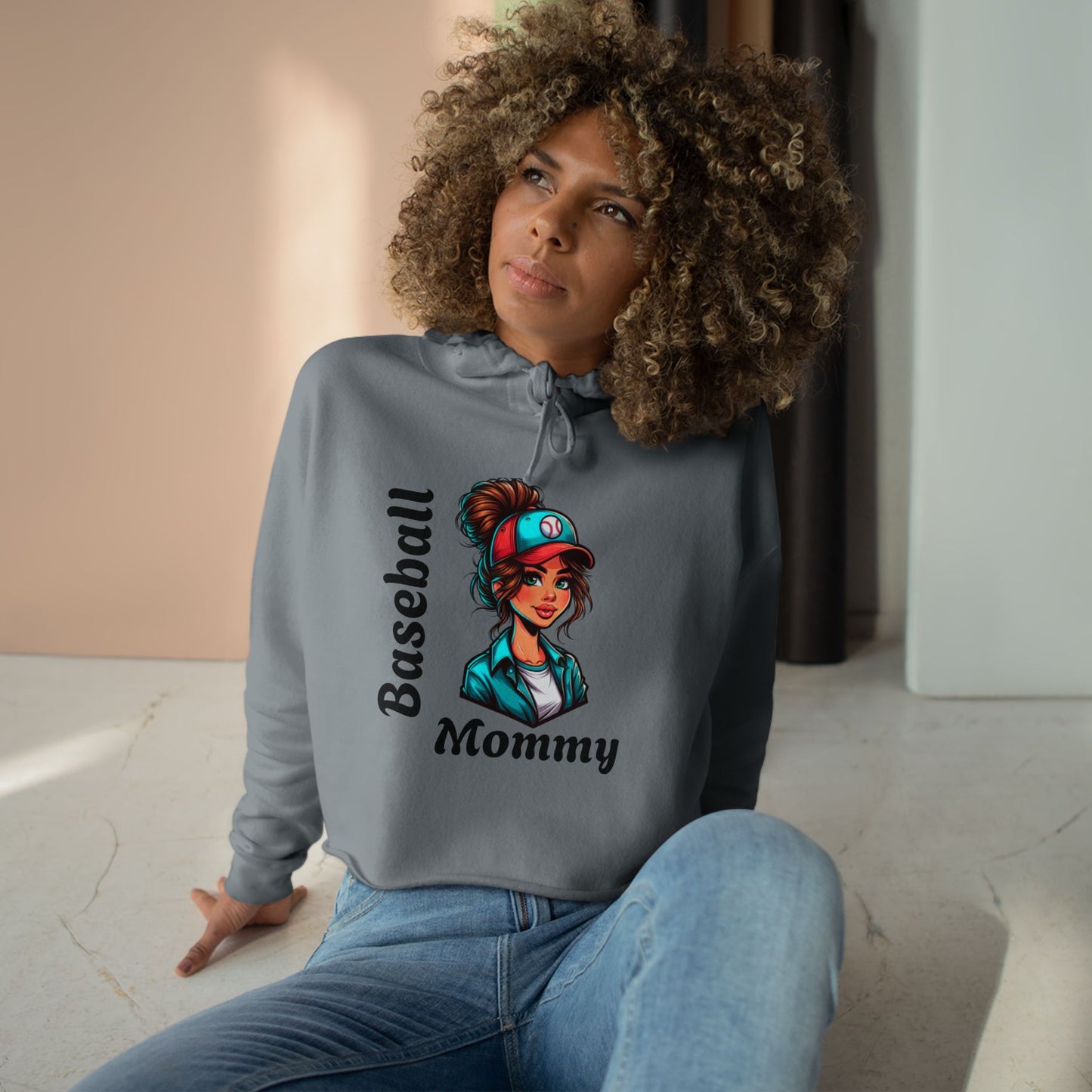 Baseball Mommy Crop Hoodie