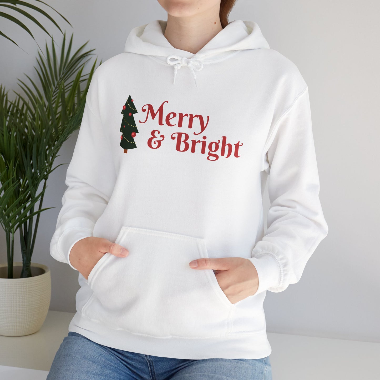 Christmas Sweater - Merry and Bright - Unisex Heavy Blend™ Hooded Sweatshirt